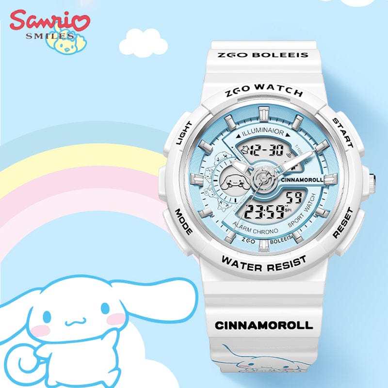 Genuine Sanrio Cinnamoroll Waterproof Multifunction Electronic Dual Display Quartz Watch - ArtGalleryZen