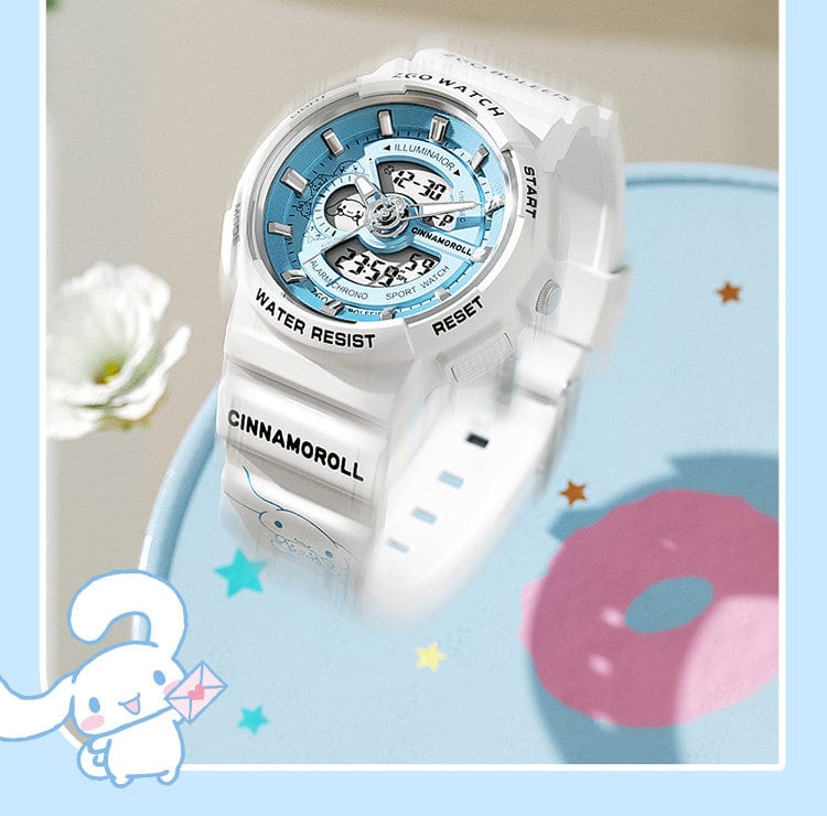 Genuine Sanrio Cinnamoroll Waterproof Multifunction Electronic Dual Display Quartz Watch - ArtGalleryZen