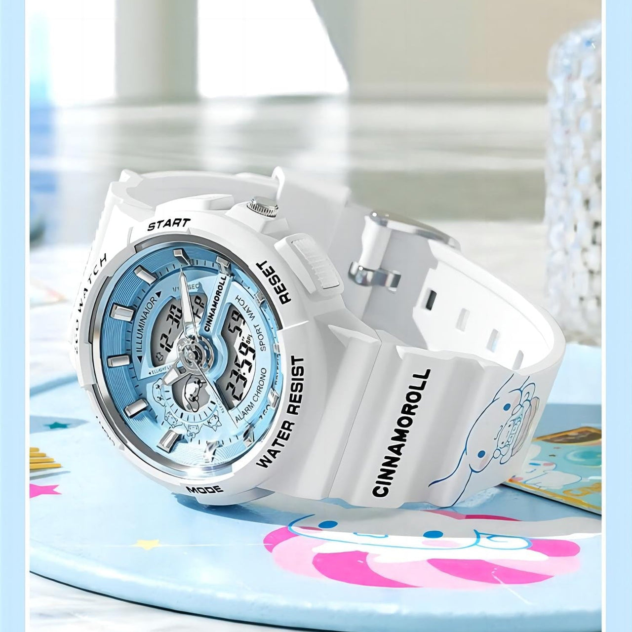 Genuine Sanrio Cinnamoroll Waterproof Multifunction Electronic Dual Display Quartz Watch - ArtGalleryZen