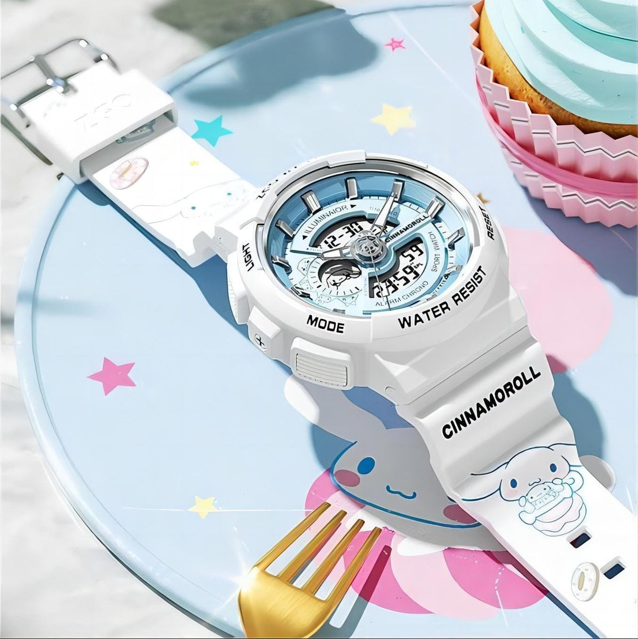 Genuine Sanrio Cinnamoroll Waterproof Multifunction Electronic Dual Display Quartz Watch - ArtGalleryZen