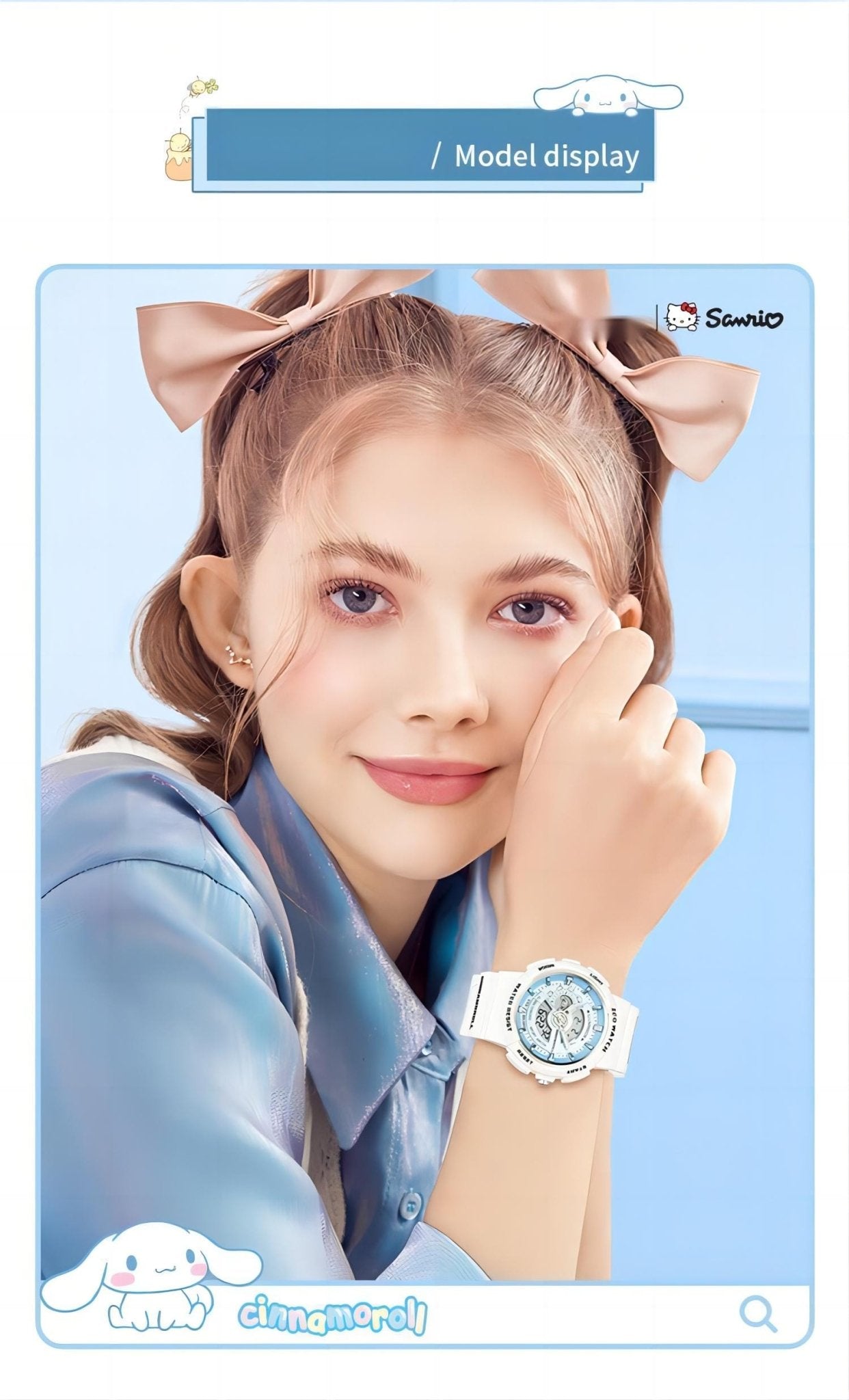 Genuine Sanrio Cinnamoroll Waterproof Multifunction Electronic Dual Display Quartz Watch - ArtGalleryZen
