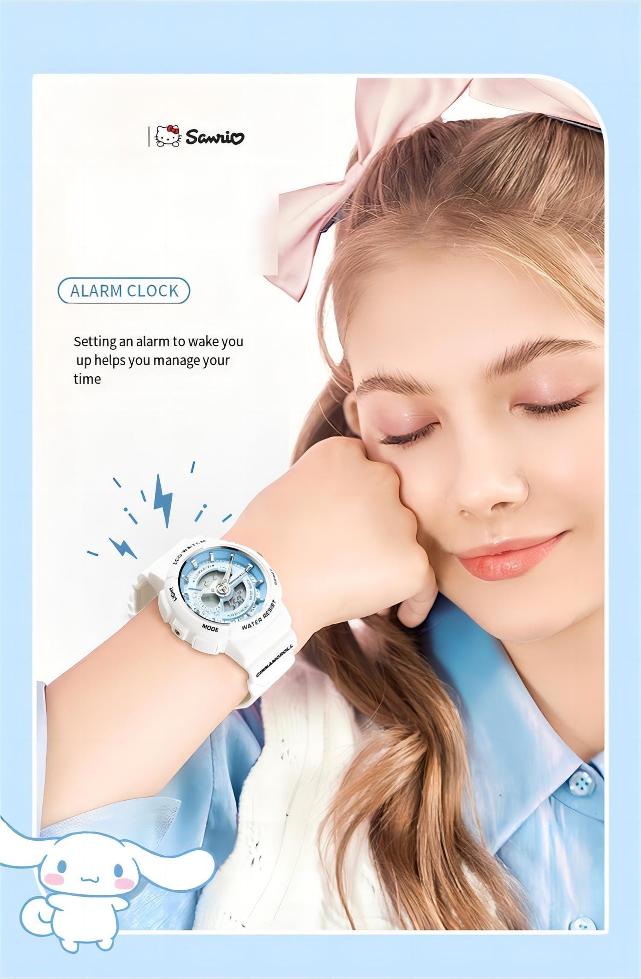 Genuine Sanrio Cinnamoroll Waterproof Multifunction Electronic Dual Display Quartz Watch - ArtGalleryZen