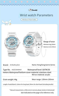 Thumbnail for Genuine Sanrio Cinnamoroll Waterproof Multifunction Electronic Dual Display Quartz Watch - ArtGalleryZen