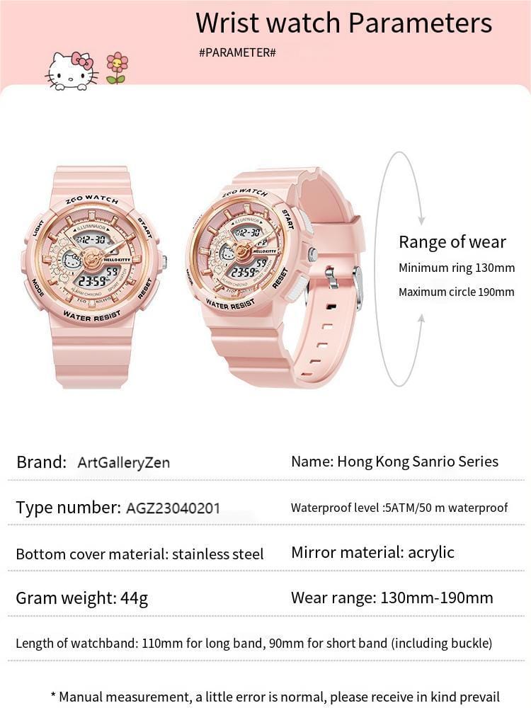 Genuine Sanrio Hello Kitty Waterproof Multifunction Electronic Dual Display Quartz Watch - ArtGalleryZen