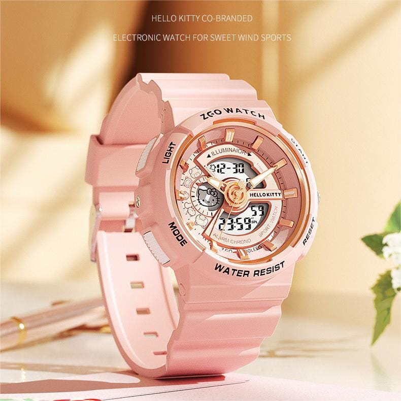 Genuine Sanrio Hello Kitty Waterproof Multifunction Electronic Dual Display Quartz Watch - ArtGalleryZen