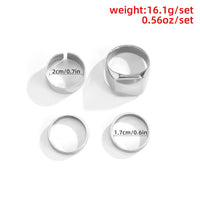 Thumbnail for Geometric 4 Pieces Silver Tone Stackable Ring Set - ArtGalleryZen