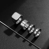 Thumbnail for Geometric 4 Pieces Silver Tone Stackable Ring Set - ArtGalleryZen