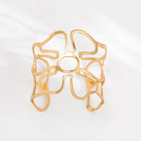 Thumbnail for Geometric Abstract Flower Pattern Open Cuff Bangle Bracelet - ArtGalleryZen