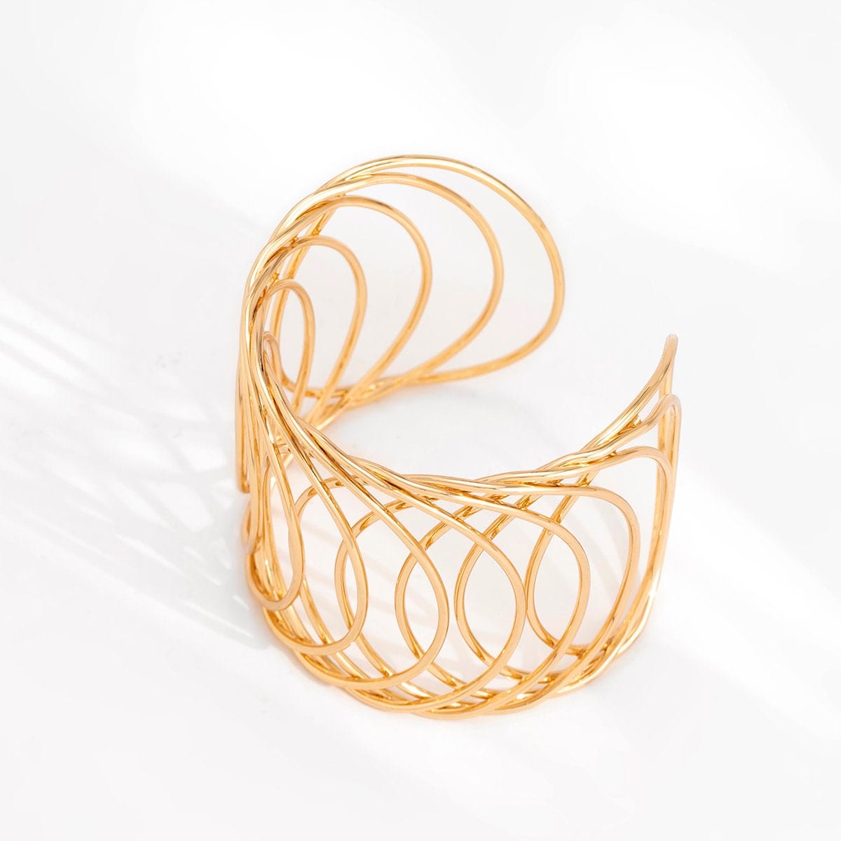 Geometric Abstract Hollow Pattern Wrist Cuff Wrap Bracelet - ArtGalleryZen