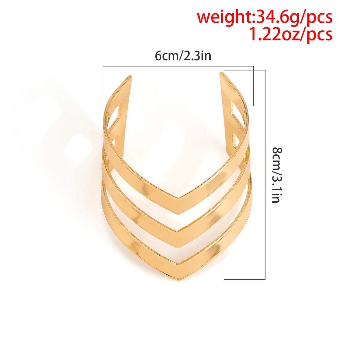 Geometric Abstract V Shaped Pattern Bold Cuff Bracelet - ArtGalleryZen