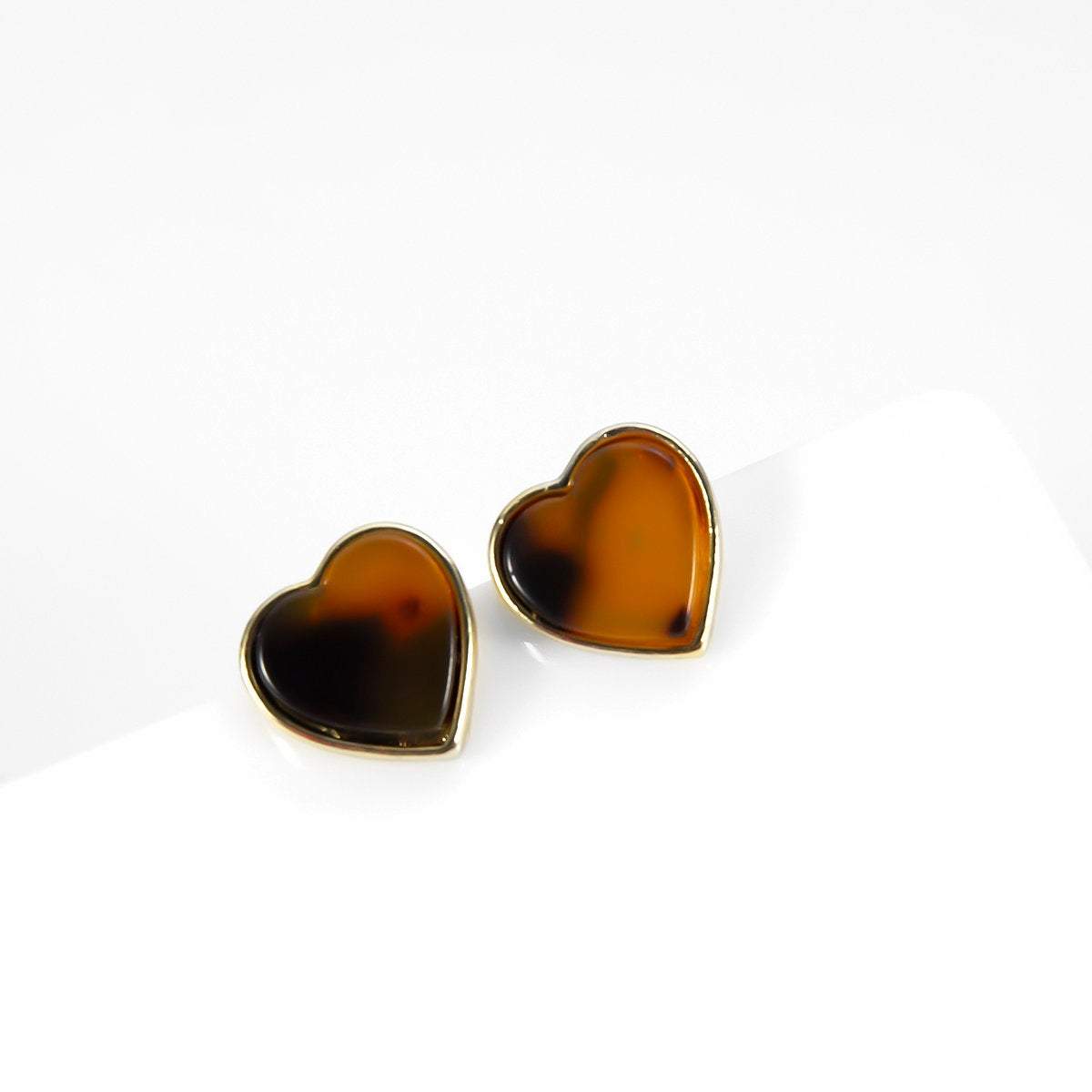 Geometric Acrylic Marble Leopard Heart Shape Earrings -  Tortoise Shell Jewelry - Statement Jewelry - ArtGalleryZen