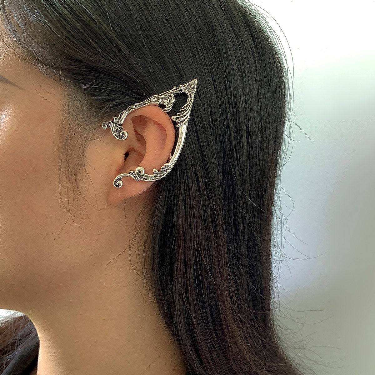 Geometric Antique Silver Ear Cuff Climber Crawler Wrap Earrings - ArtGalleryZen