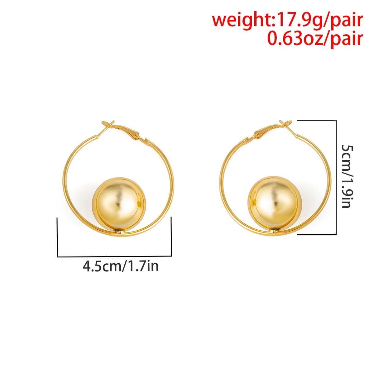 Geometric Ball Charm Chunky Hoop Earrings - ArtGalleryZen