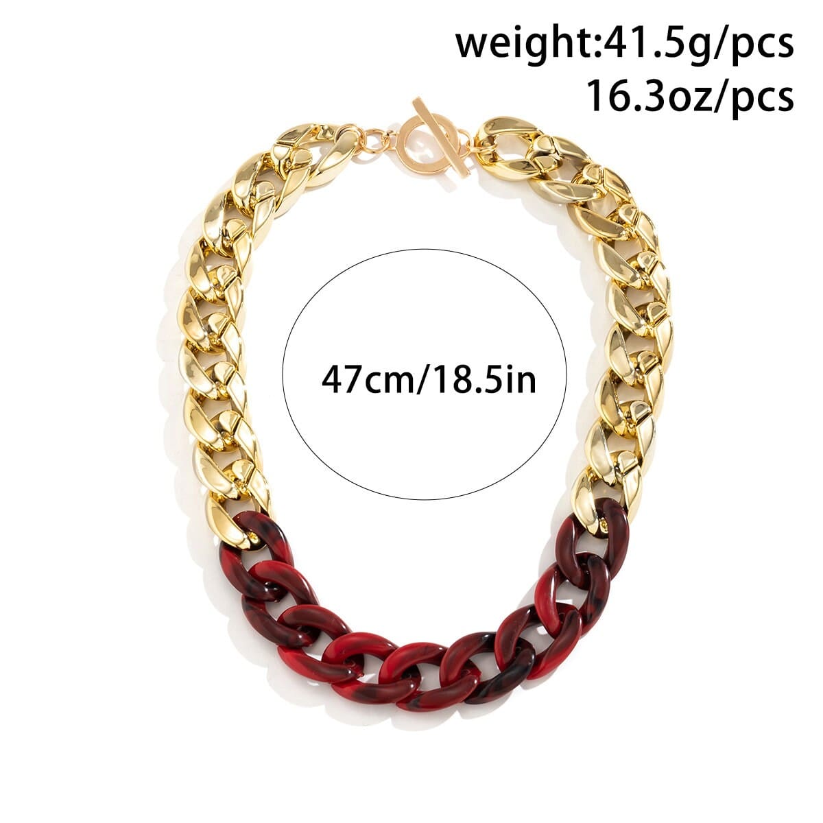Geometric Chunky Two-tone Cuban Chain Choker Necklace - ArtGalleryZen