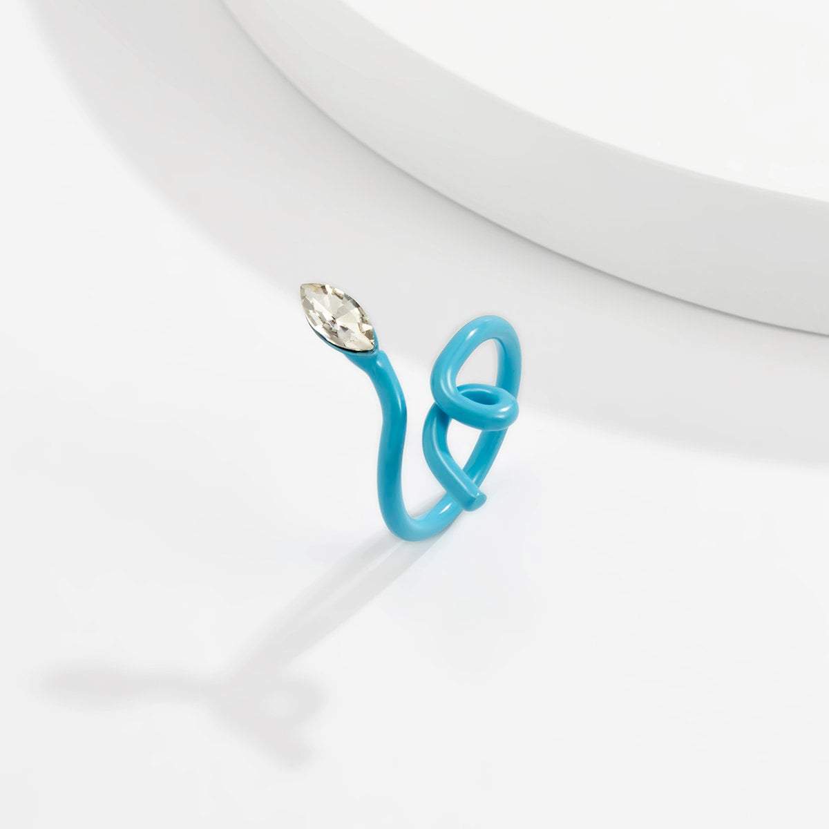 Geometric Crystal Inlaid Candy Color Enamel Ring - ArtGalleryZen