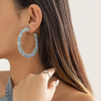 Thumbnail for Geometric Denim Fabric Chunky Hoop Earrings - ArtGalleryZen