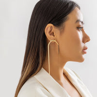 Thumbnail for Geometric Gold Plated Herringbone Chain Dangle Earrings - ArtGalleryZen