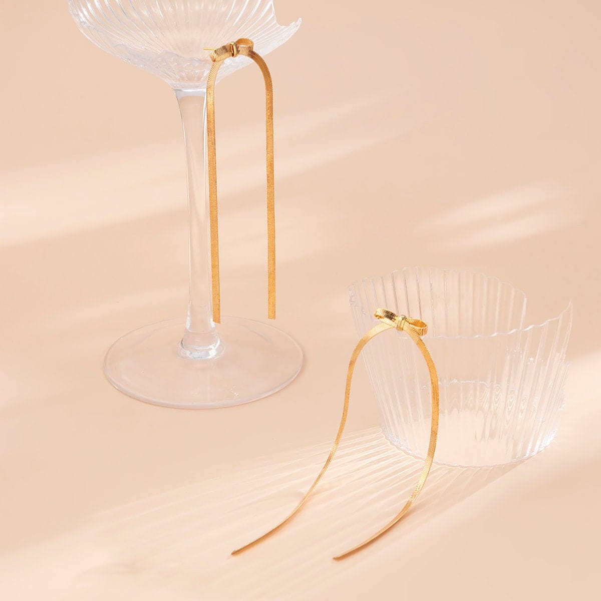 Geometric Gold Plated Herringbone Chain Dangle Earrings - ArtGalleryZen