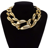Thumbnail for Geometric Gold Silver Plated Chunky Cuban Link Chain Choker Necklace - ArtGalleryZen