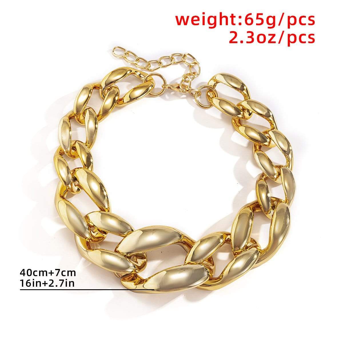 Geometric Gold Silver Plated Chunky Cuban Link Chain Choker Necklace - ArtGalleryZen