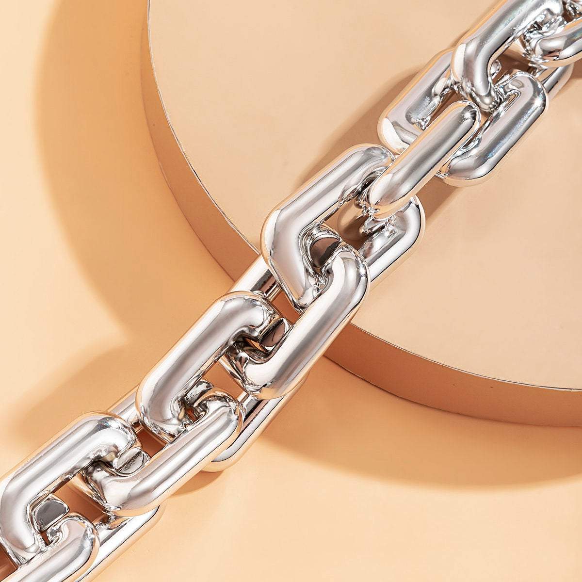 Geometric Gold Silver Plated Chunky Rectangle Link Chain Choker Necklace - ArtGalleryZen