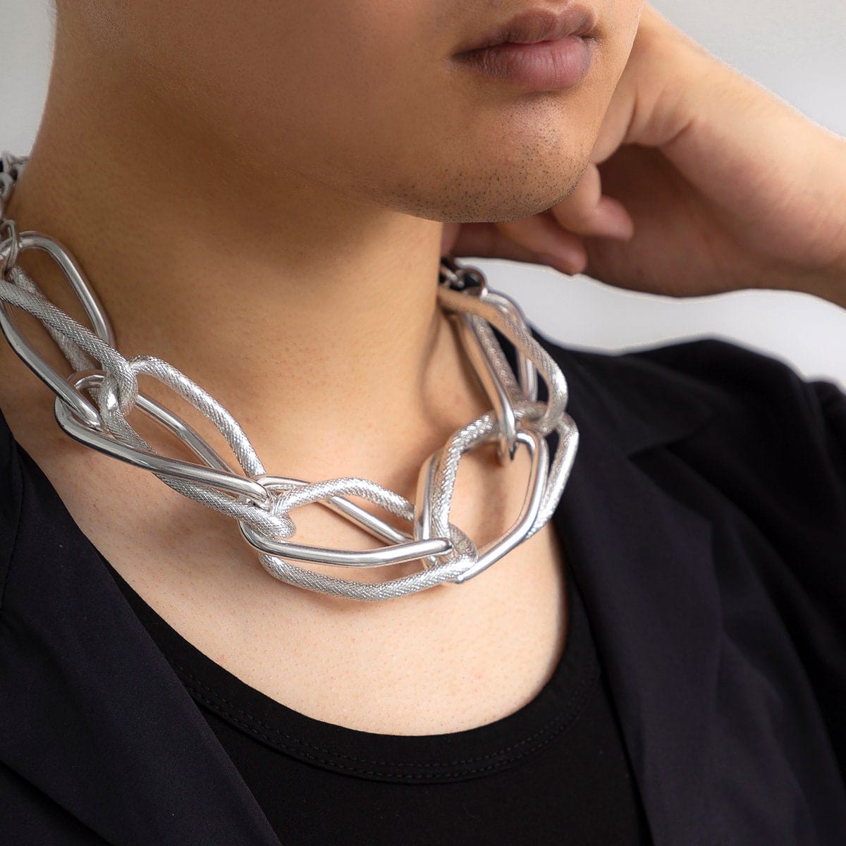 fcity.in - Three Line Silver Choker Necklace Adjustable Chain Hasuli /  Allure