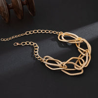 Thumbnail for Geometric Gold Silver Plated Hammered Chunky Chain Choker Necklace - ArtGalleryZen