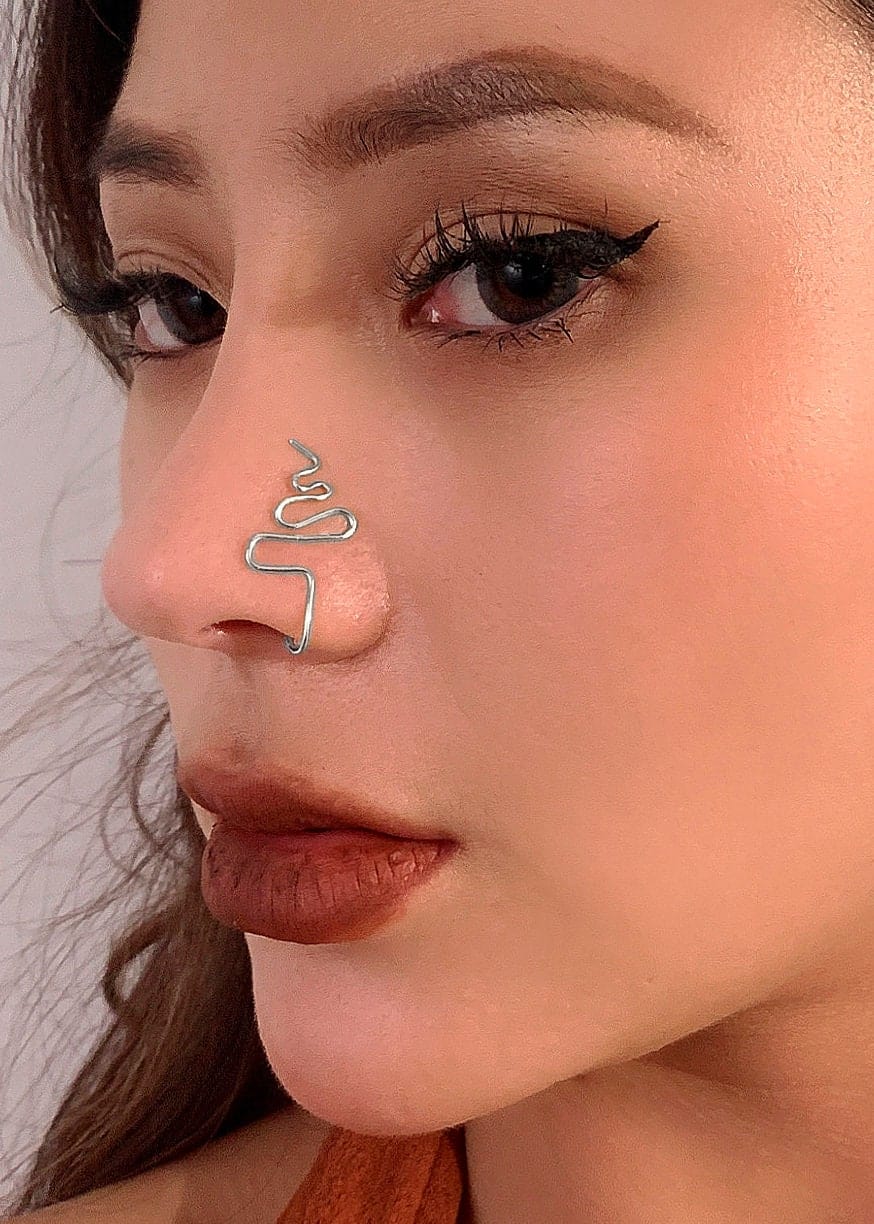 Geometric Gold Silver Plated Nose Cuff - ArtGalleryZen