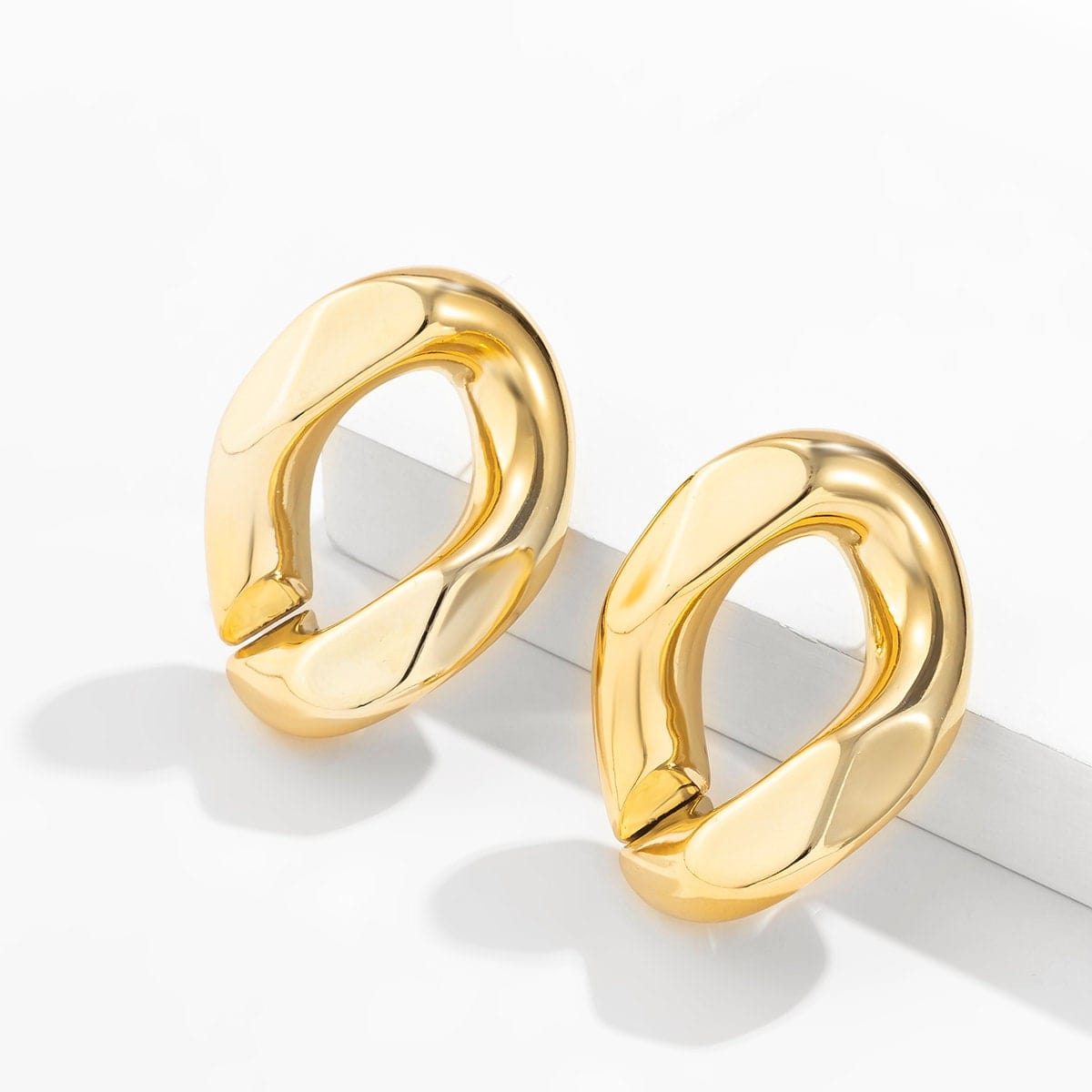 Geometric Gold Silver Tone Chunky Hoop Earrings - ArtGalleryZen