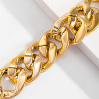 Thumbnail for Geometric Gold Silver Tone Embossed Cuban Link Chain Bracelet - ArtGalleryZen