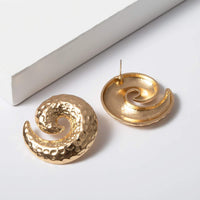 Thumbnail for Geometric Gold Silver Tone Large Hammered Celestial Dangling Hoop Earrings - ArtGalleryZen