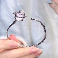 Thumbnail for Geometric Healing Stone Rose Bangle Bracelet - ArtGalleryZen
