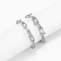 Thumbnail for Geometric Layered U Shaped Tiffany Link Chain Stackable Bracelets - ArtGalleryZen