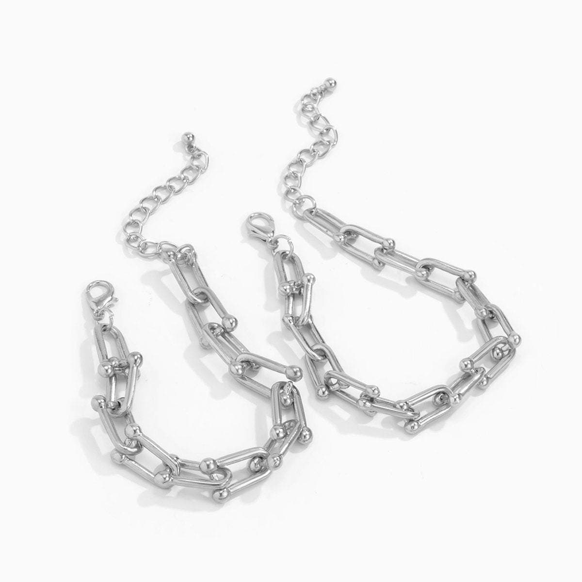 Geometric Layered U Shaped Tiffany Link Chain Stackable Bracelets - ArtGalleryZen