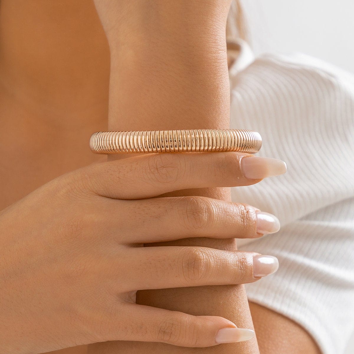 Geometric Metallic Bangle Bracelet - ArtGalleryZen