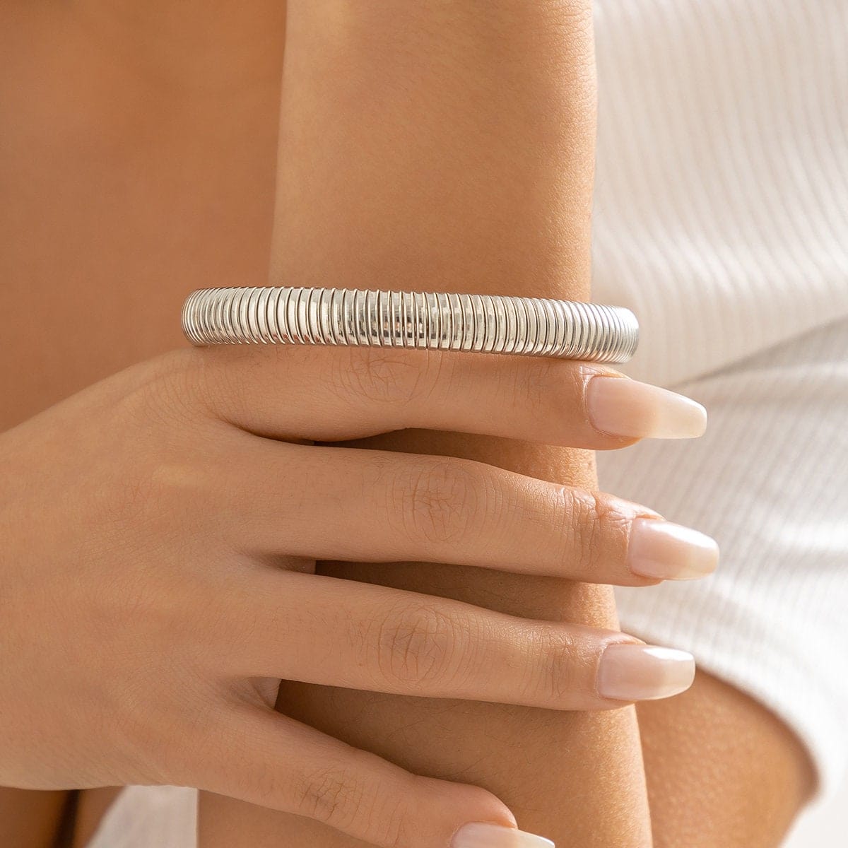 Geometric Metallic Bangle Bracelet - ArtGalleryZen