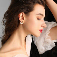 Thumbnail for Geometric S925 Silver Post Pearl Earrings - ArtGalleryZen