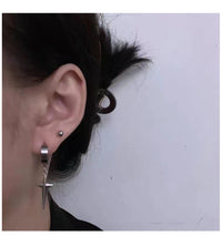Thumbnail for Geometric Titanium Steel Polar Star Ear Cuff Clip On Huggie Hoop Dangle Earrings - ArtGalleryZen