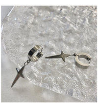 Thumbnail for Geometric Titanium Steel Polar Star Ear Cuff Clip On Huggie Hoop Dangle Earrings - ArtGalleryZen