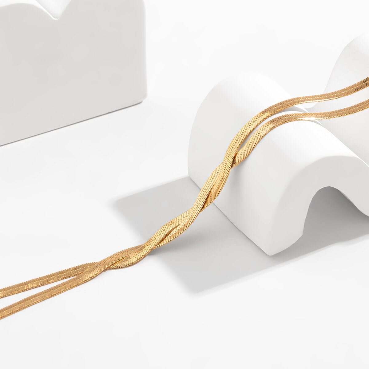 Geometric Twist Herringbone Chain Y Necklace - ArtGalleryZen