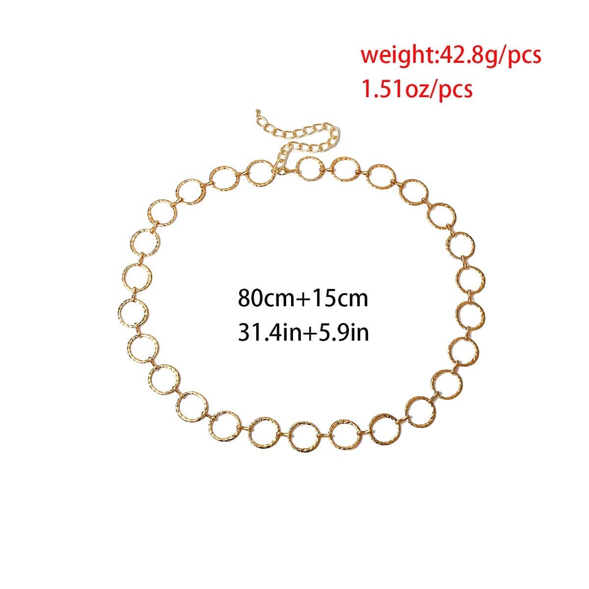 Geometrical Dainty Gold Tone Metal O Ring Infinity Waist Chain - ArtGalleryZen