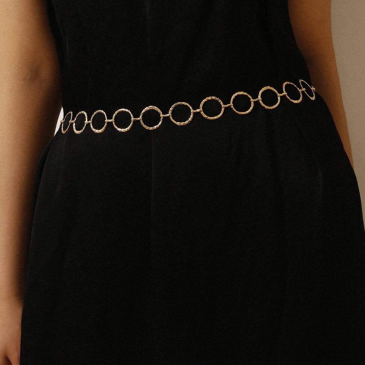 Geometrical Dainty Gold Tone Metal O Ring Infinity Waist Chain - ArtGalleryZen