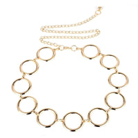 Thumbnail for Geometrical O Ring Shape Waist Belt - Chic Gold Tone Body Chain - Elegent Minimalist Big Ring Belly Chain - ArtGalleryZen