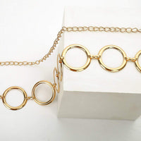 Thumbnail for Geometrical O Ring Shape Waist Belt - Chic Gold Tone Body Chain - Elegent Minimalist Big Ring Belly Chain - ArtGalleryZen