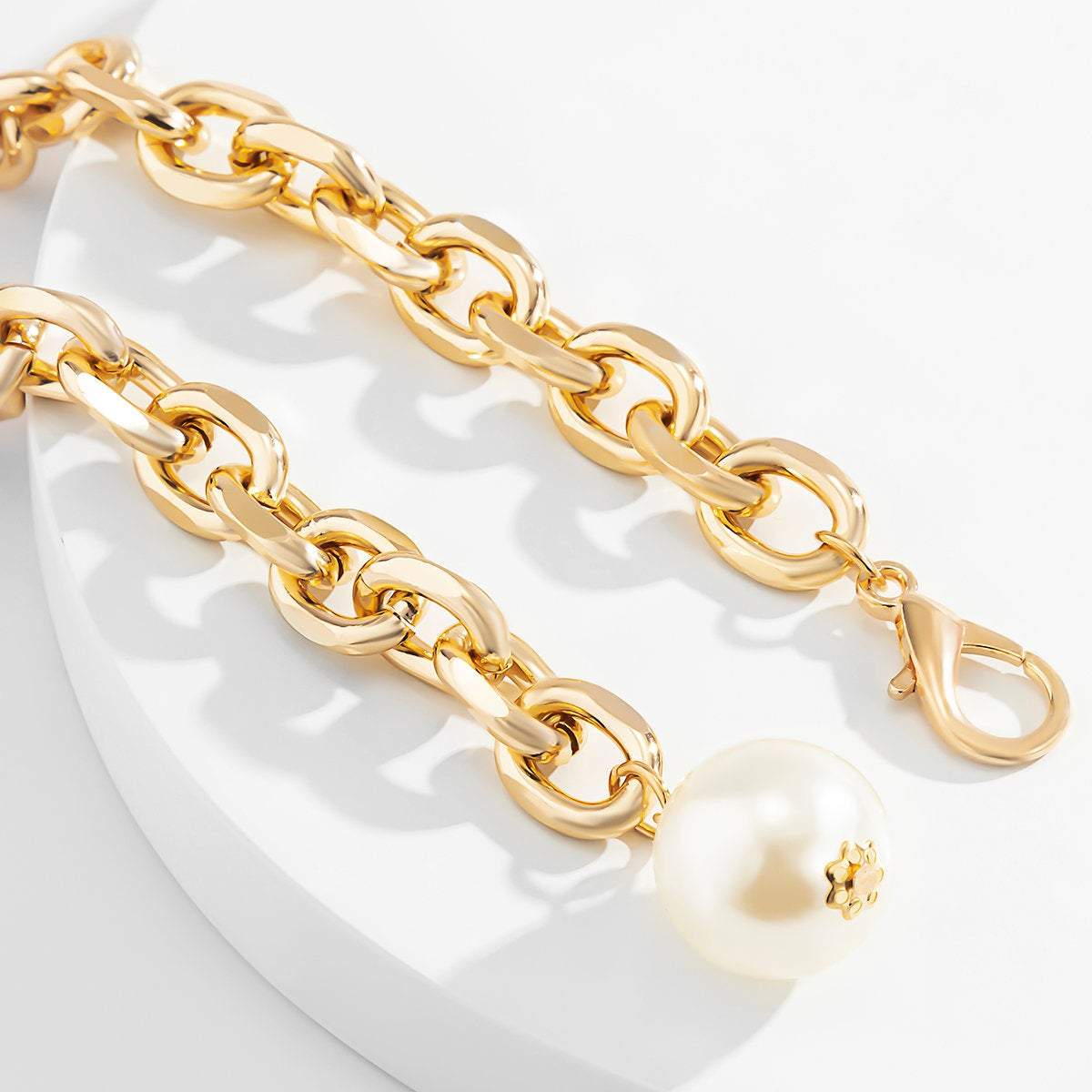 Gold Silver Tone Pearl Pendant Cable Waist Chain - ArtGalleryZen