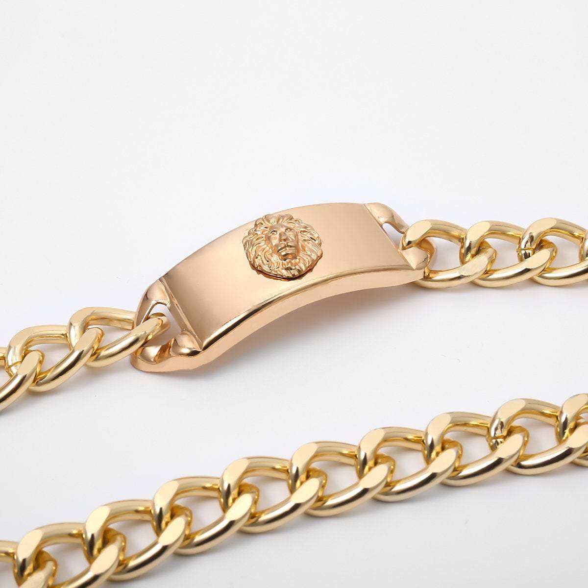 Gold Tone Curb Link Waist Chain - Fashion Relief Round Disk Pendant Belly Chain - ArtGalleryZen