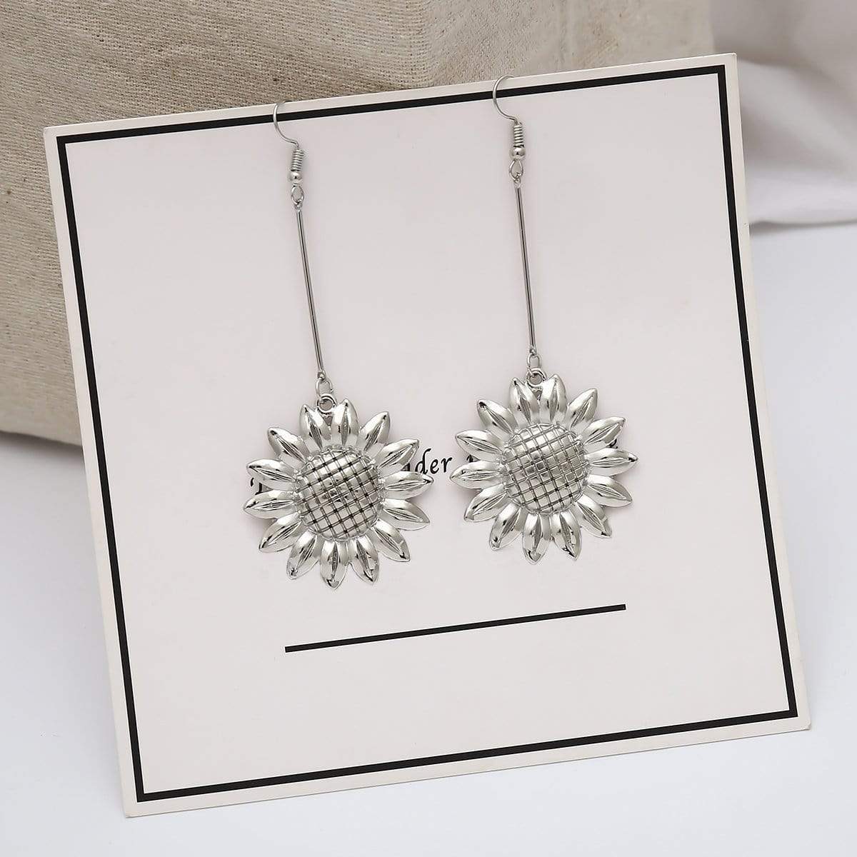 Golden Sunflower Earrings - Feminine Charm Earrings - Flower Dangle Earrings - ArtGalleryZen