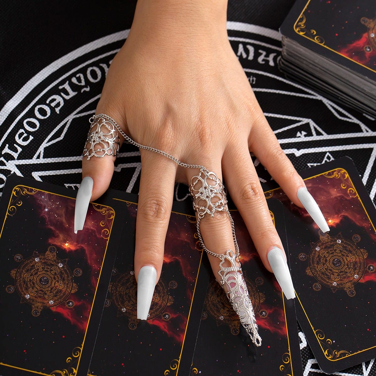 Gothic Dark Nail Fingers Hand Armor Nails Claws Finger Chain Rings - ArtGalleryZen