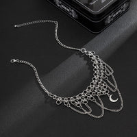 Thumbnail for Gothic Layered Moon Phase Pendant Chain Tassel Collar Choker Necklace - ArtGalleryZen
