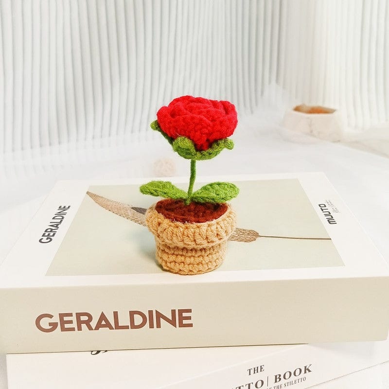 Hand-knitted Potted Crochet Flower - ArtGalleryZen